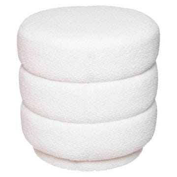 Pouf "Sinan" - blanc - bouclette - Blanc - Atmosphera createur d'interieur