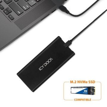 Boîtier externe SSD NVMe M.2 - ICY DOCK - MB861U31-1M2B - USB 3.2 Gen 2 - 10Go/s - Aluminium