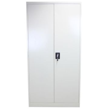 Casier de Bureau Gris Clair Métallique avec 2 Portes et 4 Étagères Réglables 180cm x 90cm x 40cm