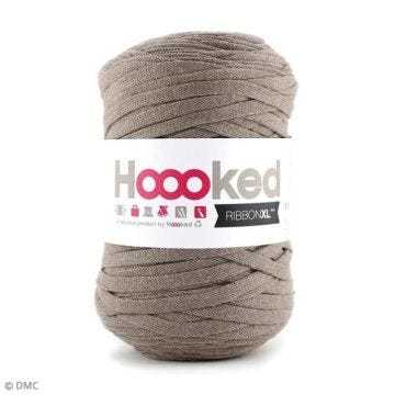 Pelote de ruban XL - HOOOKED - Jersey Beige - 120 m - 80% coton - Tricot et crochet