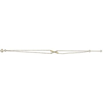 Bracelet femme - BRILLAXIS - Bracelet double rangs motif X or jaune 9 carats oz - Couleur de la matière:Jaune Taille/Longueur:18 cm