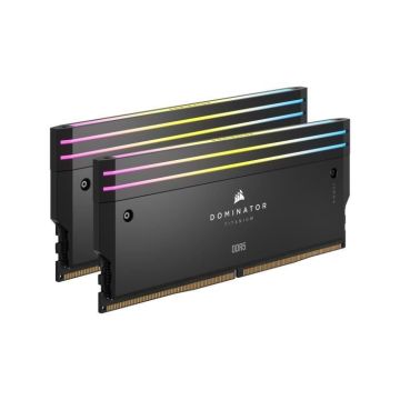 Mémoire RAM - CORSAIR - Dominator Titanium RGB DDR5 - 32GB 2x16GB DIMM - 6000MT/s - Intel XMP 3.0 - 1.40V - Noir