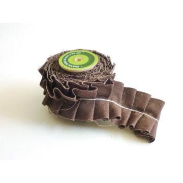 Ruban tissu plissé - GRAINES CREATIVES - Chocolat - 36 mm de large - 90 cm de longueur - Textile