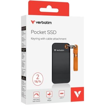 Pocket SSD - VERBATIM - 2To - USB 3.2 Gen 2 - Noir orange - Garantie 3 ans