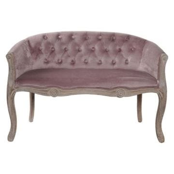 Canapé traditionnel en polyester et bois - Blanc - 107 x 61 x 71 cm