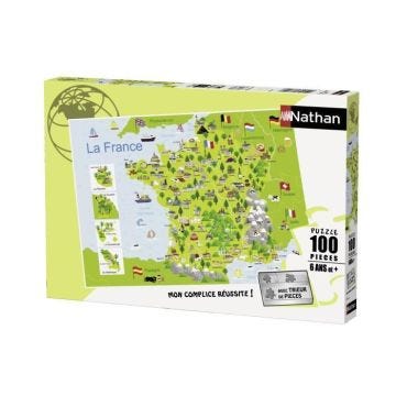 Puzzle enfant 100 pièces - Carte de France - Nathan - Trieur 3 compartiments - Dès 6 ans
