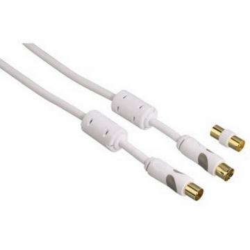 THOMSON-Câble dantenne, fiche coax. mâle-prise mâle coax.,Ferrite, 2m, 95dB,Blanc