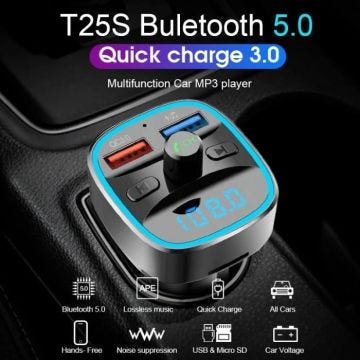 Transmetteur FM Bluetooth 5.0 - GOBRO - Modulateur Voiture - Chargeur USB QC3.0 - Mains Libres - Audio Sans Fil