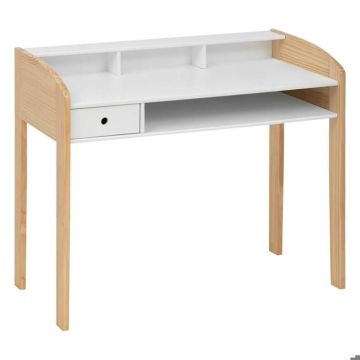 Bureau enfant primaire L100cm blanc en bois - Atmosphera createur d'interieur