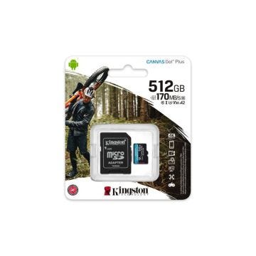 Carte mémoire Micro SD - KINGSTON - Canvas Go Plus - 512 Go - Compatible avec appareils micro SD - Noir