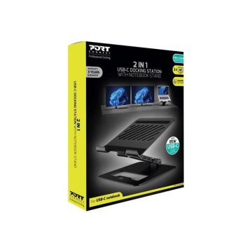 Station d'accueil USB-C - Port Designs - Notebook 7 - 85W - Double affichage 4K - Noir