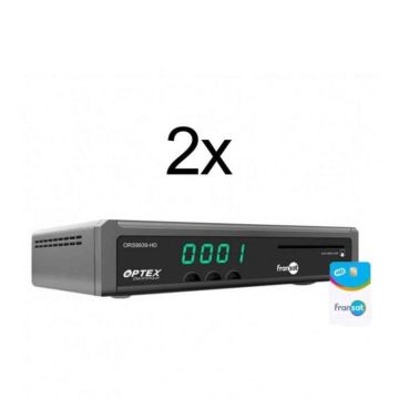 PACK 2 x Récepteur TV Satellite HD + Carte Fransat PC7 (Satellite Eutelsat) 4 Noir