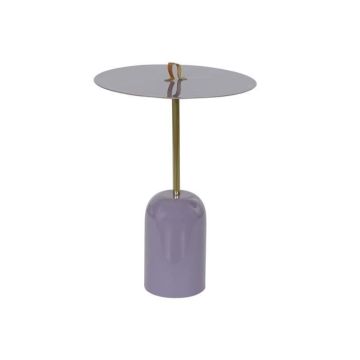 Table d'appoint en cuir et fer laqué - Blanc - 40 x 40 x 56 cm