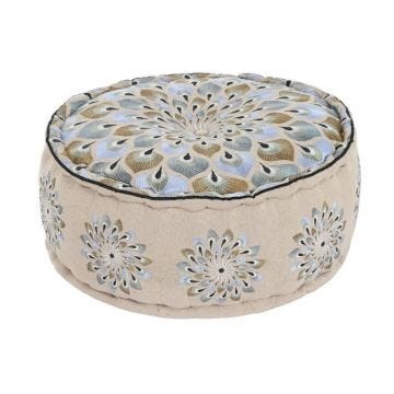 pouf 60 x 60 x 27 cm beige bleu