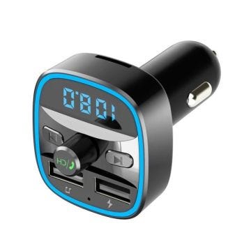 Transmetteur fm Bluetooth PRUMYA - T25 - Noir - Microphone intégré - Sans fil
