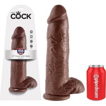 Gode ventouse avec testicules King Cock latino - 30 cm Ø 7 cm