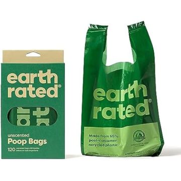 Sacs à déjection canine - Earth Rated - Modèle Extra-large - Étanches - Poignées faciles à nouer - Écologiques