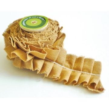 Ruban tissu plissé - GRAINES CREATIVES - Caramel - 36 mm de large - 90 cm de longueur - Textile