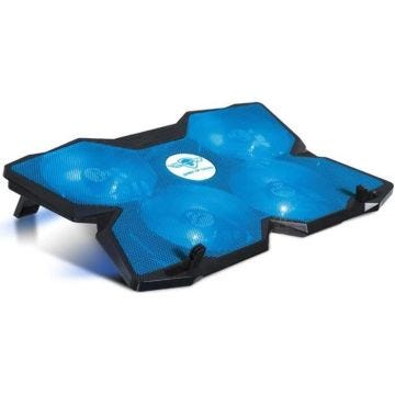 Spirit Of Gamer Refroidisseur PC AirBlade 500 Blue - 17" - Quadruple ventilateurs LED - Noir / Bleu