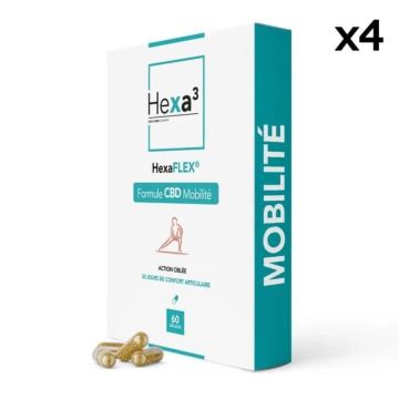 60 Gélules CBD HexaFLEX 1800mg, Douleurs et Mobilité, sans THC 4 boîtes