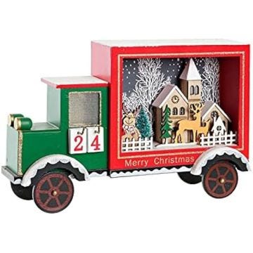 Calendrier de l'Avent - DKD Home Decor - Standard - Bois MDF - Rouge et Vert - 31x9x20 cm