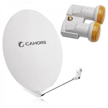 CAHORS PARABOLE SATELLITE FIBRE COMPOSITE BLANCHE SMC 80CM + LNB MONOBLOC SINGLE GOLDEN MEDIA 0,1DB