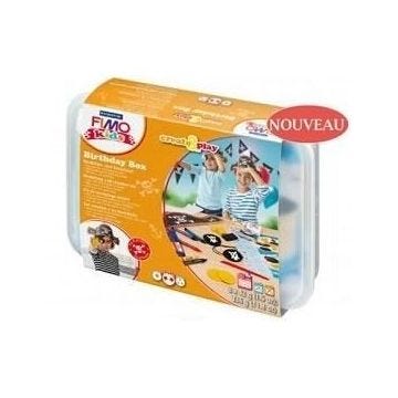 Kit FIMO KIDS ANNIVERSAIRE PIRATE - FIMO - 8033 05 - 2 pains blanc, 2 pains or pailleté, 4 pains noir