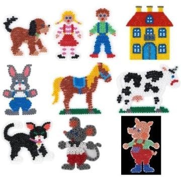 Lot de 10 plaques pour perles standard (Ø5 mm) - Thème animaux de la ferme - HAMA