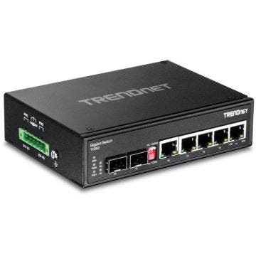 TRENDnet TI-G62 Commutateur non géré 5 x 100-1000-10000 + 1 x SFP Gigabit partagé + 1 x SFP Montage sur rail DIN, fixation…