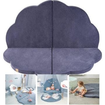 Tapis de jeu MeowBaby pour enfants 160x160 cm BLEU-GRIS - Matelas pliable nuage - Tapis de jeu pour enfants