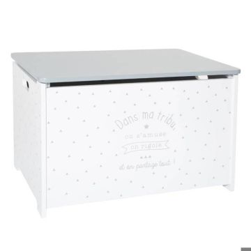 Coffre à jouets - blanc & gris - Argent - Atmosphera createur d'interieur