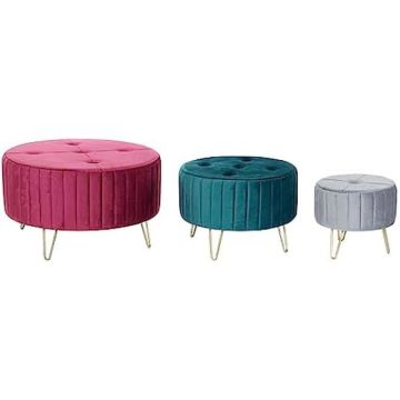 Repose-pieds - DKD Home Decor - Multicolore - Métal et velours - 80x80x45 cm - Design contemporain