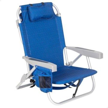 Chaise de plage pliable - AKTIVE - XXL - 5 positions - Supporte 110 kg - Couleur bleue