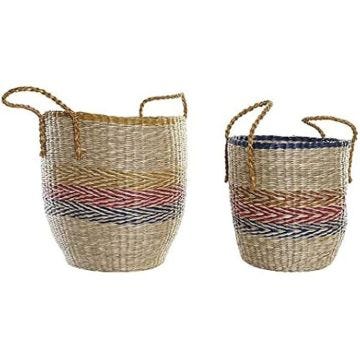 Lot de 2 paniers - DKD Home Decor - Orange Vert Herbe Marine - 35 x 22 x 46 cm - Référence S3018631