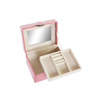 boîte à bijoux 23 x 17 x 10 cm rose polyuréthane bois mdf