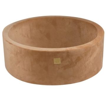 MeowBaby® Piscines en Mousse pour Bébé Rondes 90x30cm sans Balles Certifié, Supersoft Velvet, Caramel