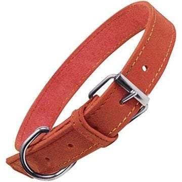 Collier - GLORIA - Nubuck - Rouge - Ajustable - Anneau en D