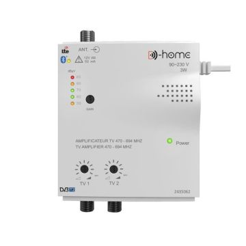 D-Home - Amplificateur TV TNT Intérieur 2 Sorties 32dB Connecté Filtré 4G-5G - Fonctionne avec App Mobile TV Finder