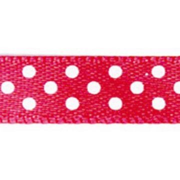 Ruban satin à pois - Rose foncé - 9,5 mm - 10 m…