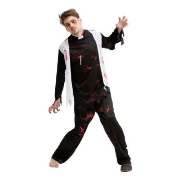 Déguisement Cura Zombie pour homme - DisfraZZes - Chemise, pantalon et pendentif - Noir - Polyester - Halloween