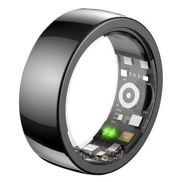 Bague Connectée Suivi de Santé et Tracker d'Activité Étanche IP68 3.8g Riversong Noir