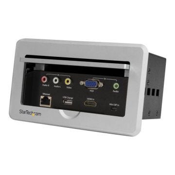 Boîtier de connexion - STARTECH.COM - Table de réunion - HDMI/VGA/Mini DP - Port USB charge rapide - Noir