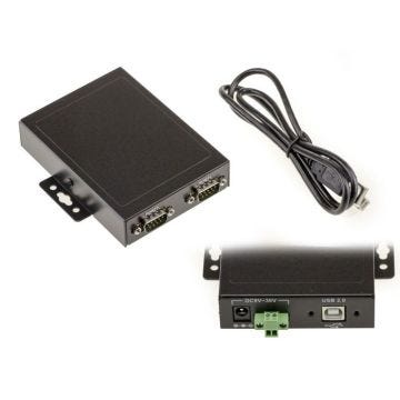 Convertisseur industriel USB vers 2 PORTS COM RS232 DB9 avec boitier métal rackable