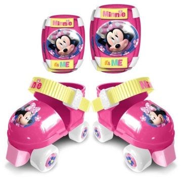 Set patins à roulettes + protections DISNEY MINNIE - Fille - Taille ajustable - Rose
