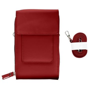 Pochette Multi-compartiments Rouge - AVIZAR - Pochette - Revêtement simili cuir - Synthétique - Bandoulière