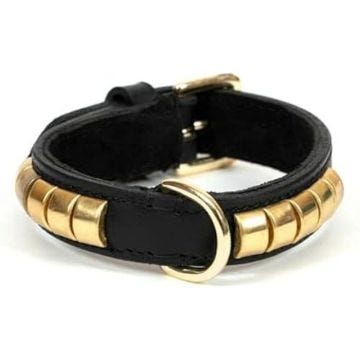 Collier - GLORIA - Duna - Cuir clouté - Ajustable - Pour chien moyen