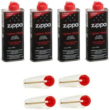 Lot de 4 recharges d'essence Original Zippo + 4 pierres à briquet