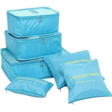 Ensemble complet de différents sacs, organisateurs de valise et voyage (Bleu ciel)