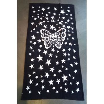 Serviette de plage - Rockabilly - Crane papillon noir et blanc - Taille adulte