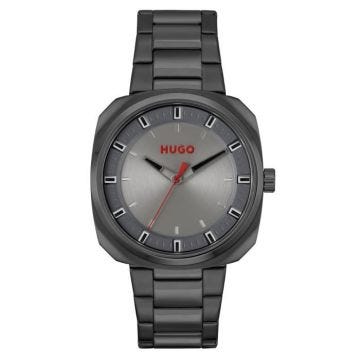 Montre carrée HUGO pour homme - Noir - Quartz - Bracelet en métal